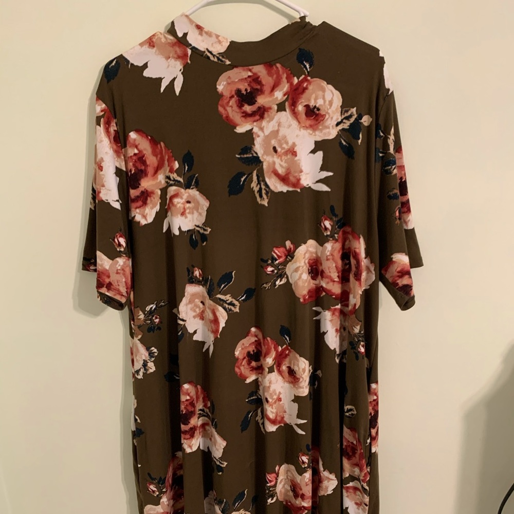 Sweet Lovely Olive/Multi-Colored Floral Dress 3XL